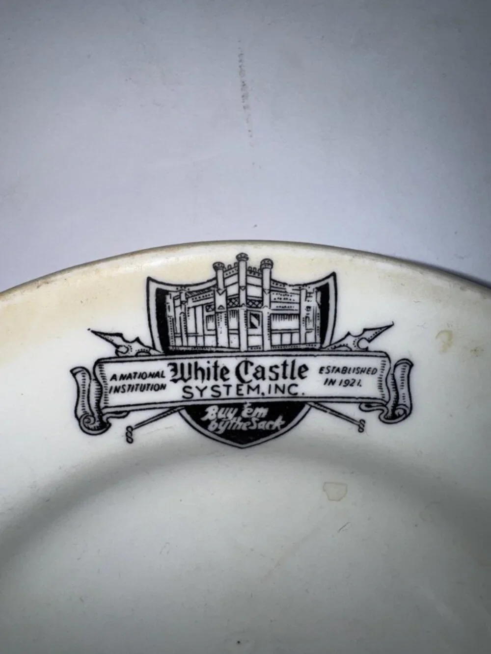 White Castle System, Inc. Ceramic Plate Beaver Falls PA Vintage